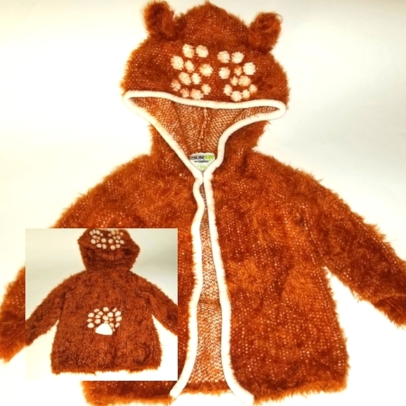 18M Fawn Deer Costume Layer Soft Bambi Cardigan Hoodie Jacket OshKosh Winter - Picture 2 of 7